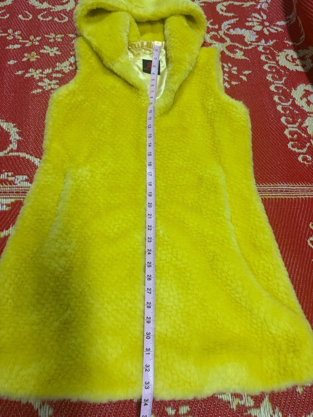 Adrienne Landau Bold Yellow Faux Fur Vest Sz S - Picture 13 of 14